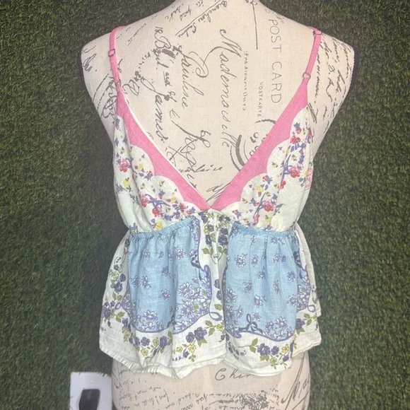 Floral Pink and Blue Women's Top - Picture 5 of 6